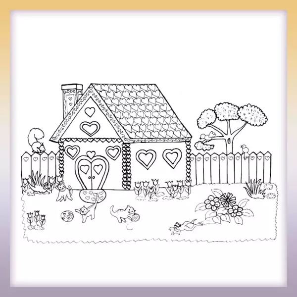 Casa con corazones - Dibujos para colorear