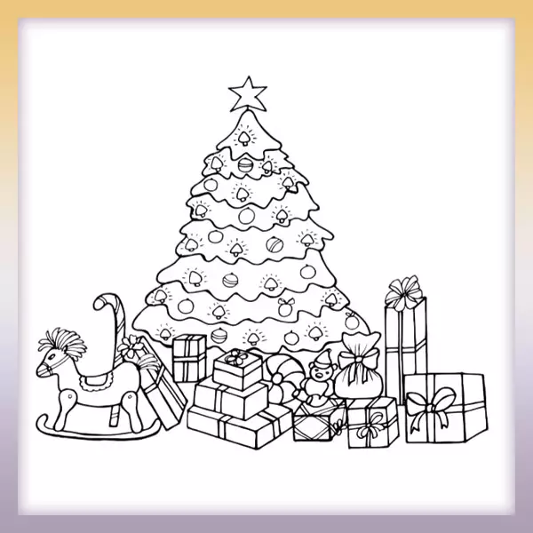 Regalos de Navidad bajo el arbol - Dibujos para colorear