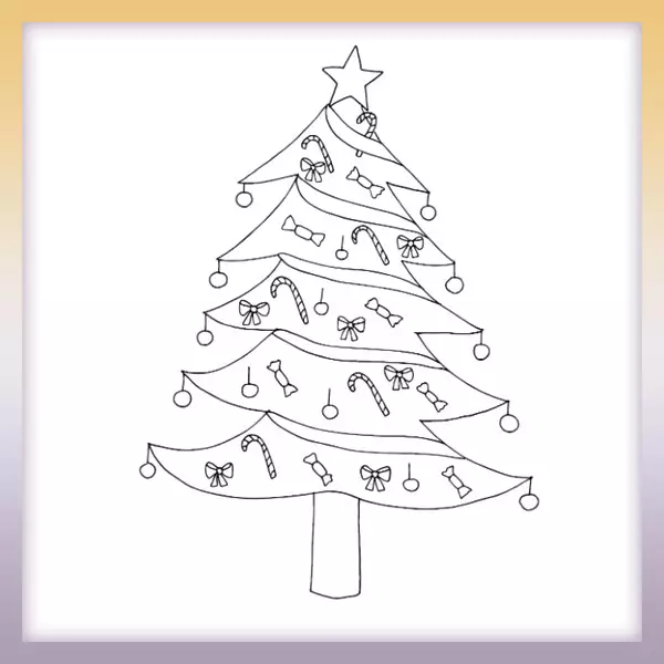 Árbol de Navidad con adornos - Dibujos para colorear