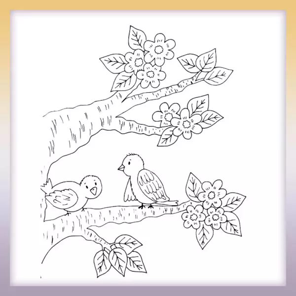 Pájaros en una rama - Dibujos para colorear