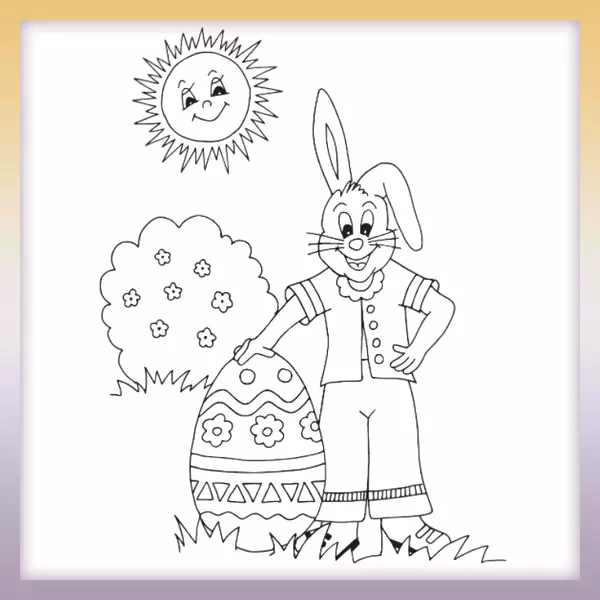 Conejo y huevo de pascua - Dibujos para colorear