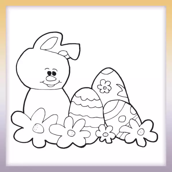 Liebre y huevos de pascua - Dibujos para colorear