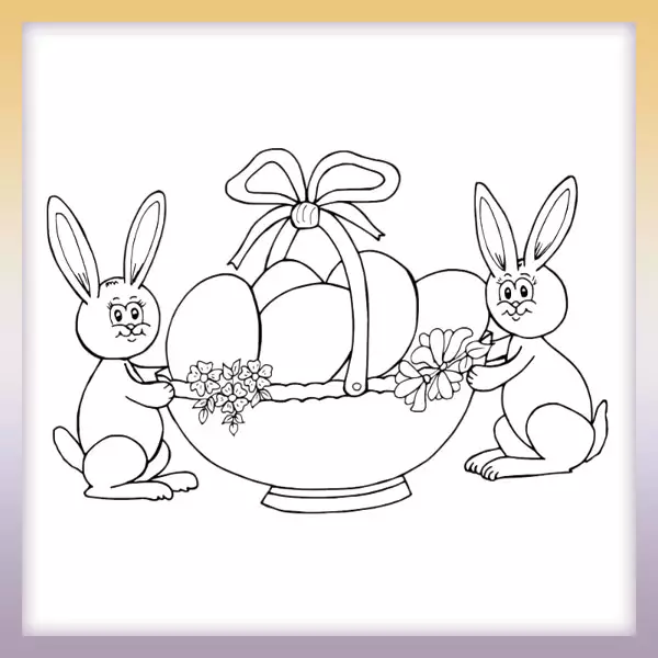 Conejo y canasta con huevos - Dibujos para colorear