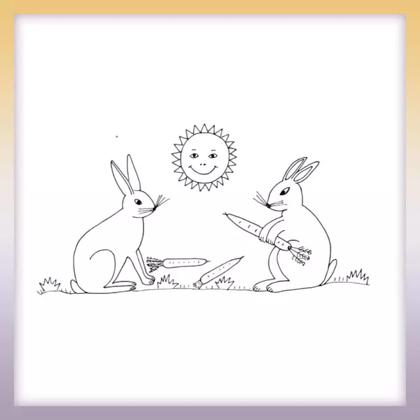 Conejo con zanahoria - Dibujos para colorear