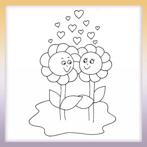 Flores enamoradas - Dibujos para colorear